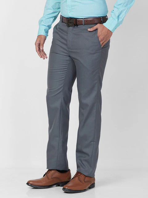 Raymond Men Grey Contemporary Fit Solid Trouser - Image 3