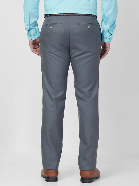 Raymond Men Grey Contemporary Fit Solid Trouser - Image 4