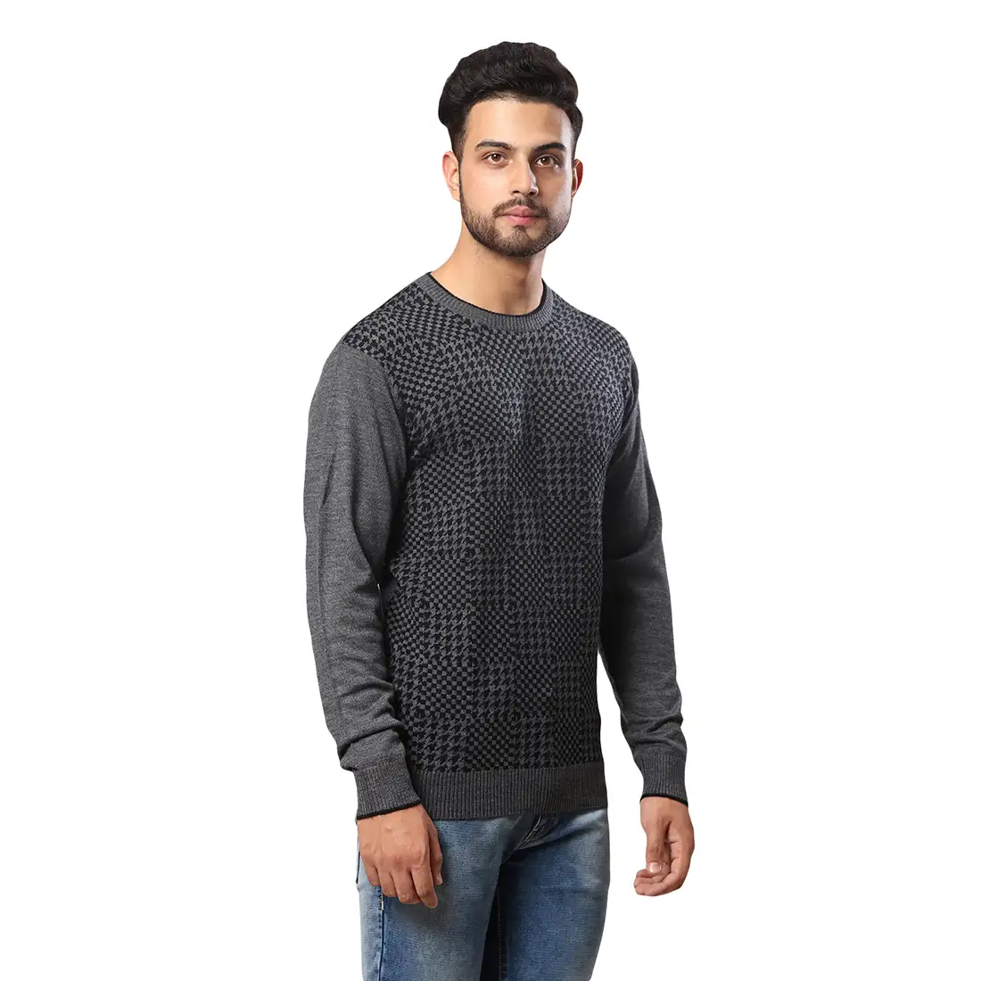 Raymond Men Grey Jacquard Acrylic Blend Winter Wear - Image 2