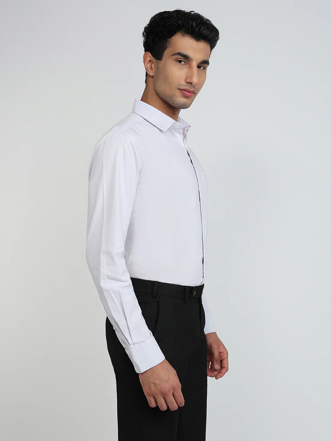 Raymond Men Grey Oxford Slim Fit Cotton Casual Shirt - Image 3