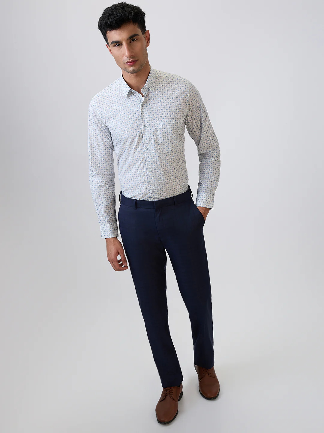 Raymond Men Grey Print Regular Fit Cotton Casual Shirt - Image 6