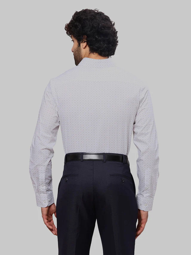 Raymond Men Grey Print Slim Fit Cotton Shirt - Image 4
