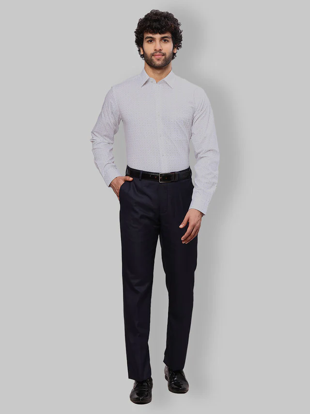 Raymond Men Grey Print Slim Fit Cotton Shirt - Image 5
