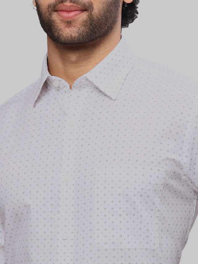 Raymond Men Grey Print Slim Fit Cotton Shirt - Image 6