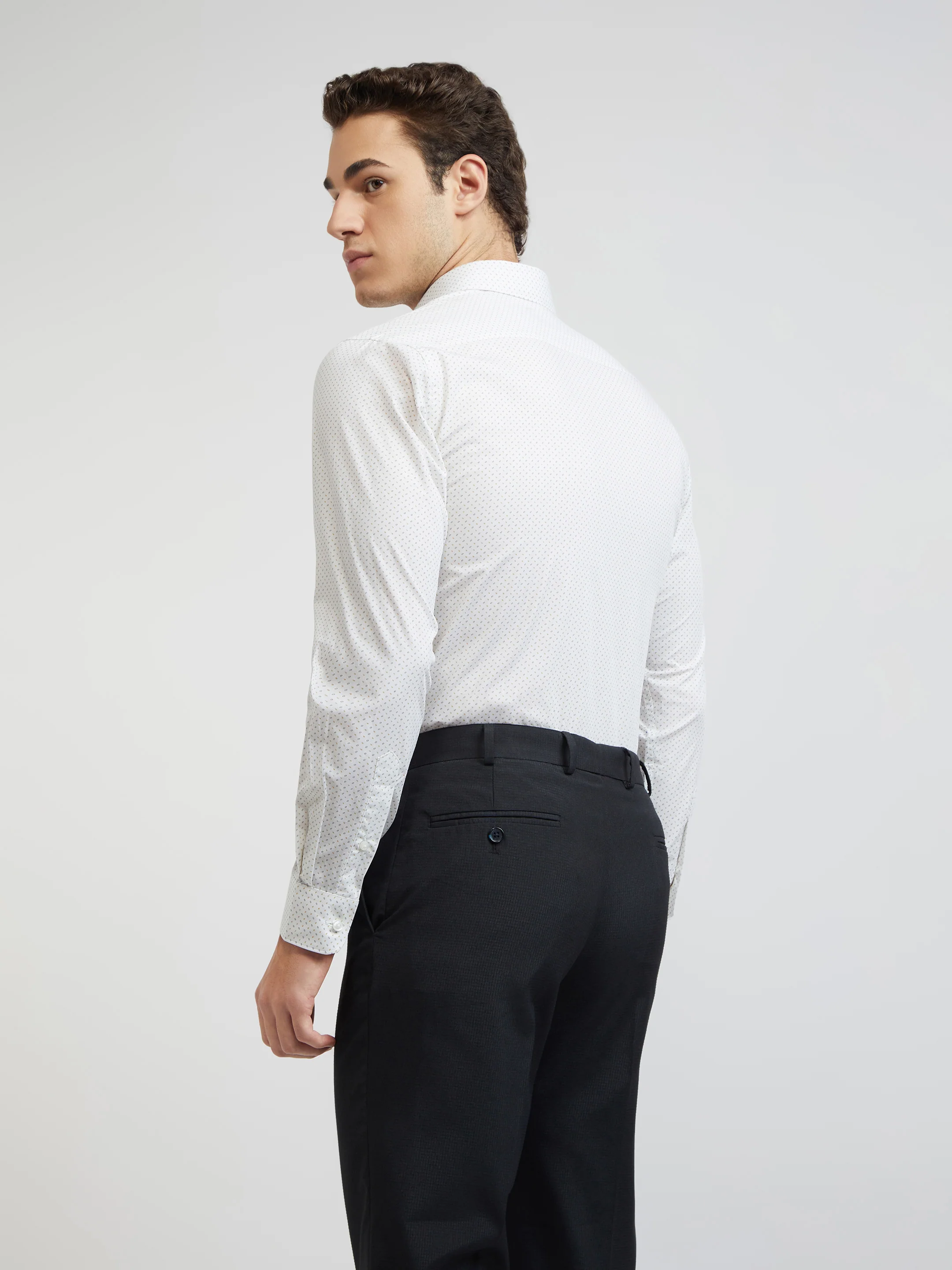Raymond Men Grey Print Slim Fit Cotton Shirt - Image 4