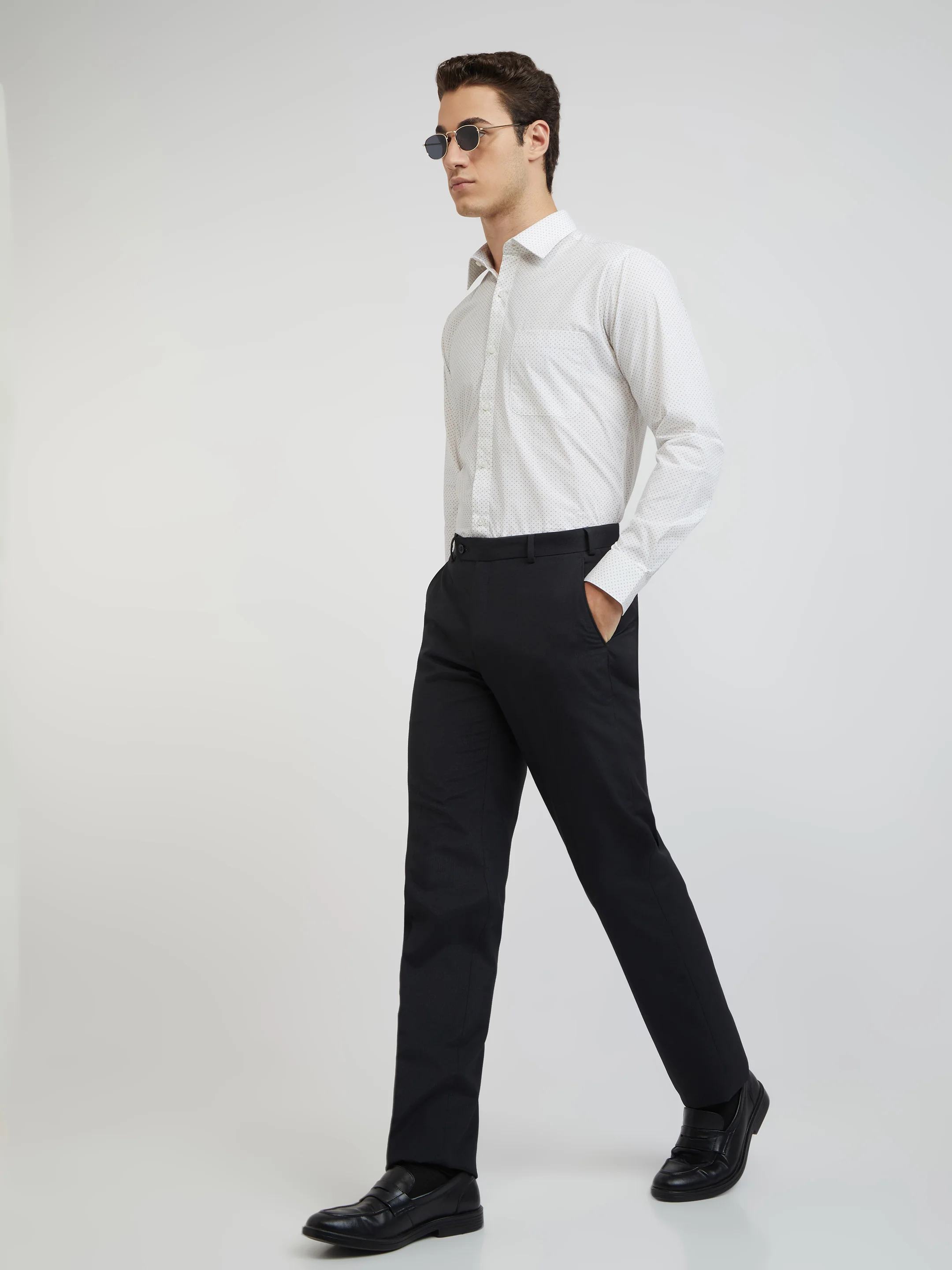 Raymond Men Grey Print Slim Fit Cotton Shirt - Image 5
