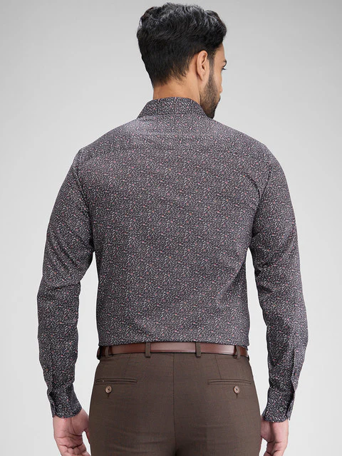 Raymond Men Grey Printed Regular Fit Cotton Shirt - Image 4