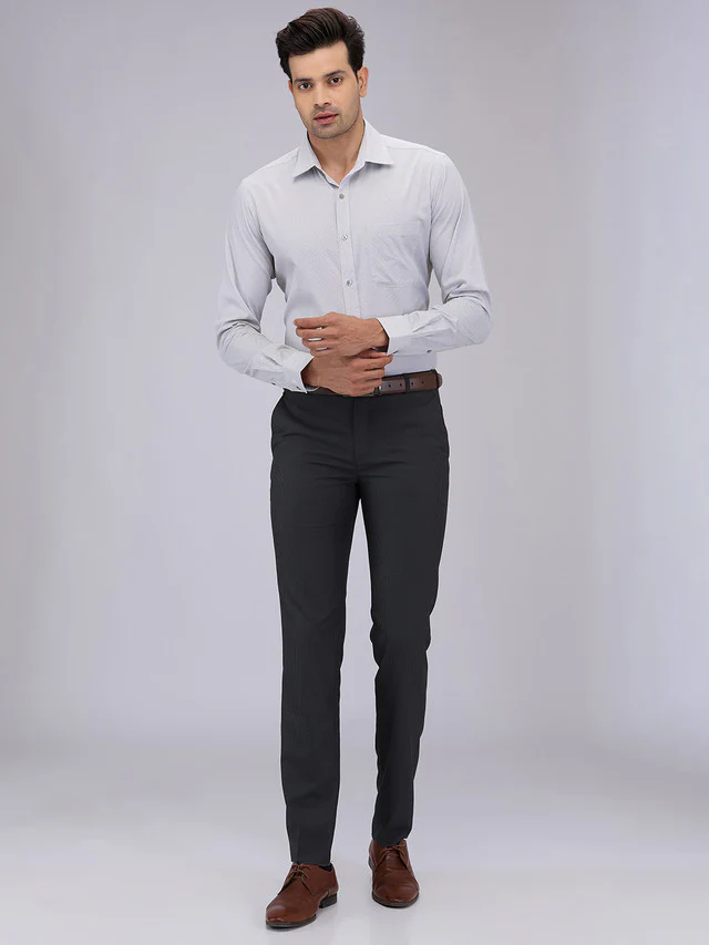 Raymond Men Grey Printed Slim Fit Cotton Formal Shirt - Image 5