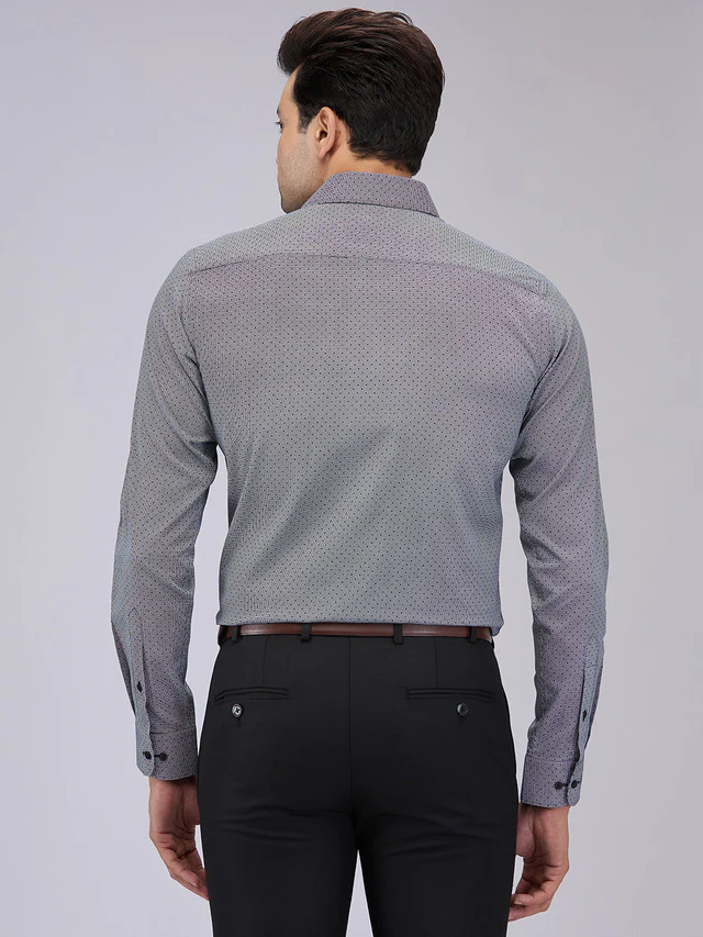 Raymond Men Grey Printed Slim Fit Cotton Formal Shirt - Image 5