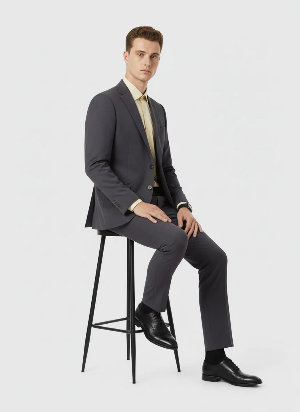 Raymond Men Grey Regular Fit Solid Suit - Image 4
