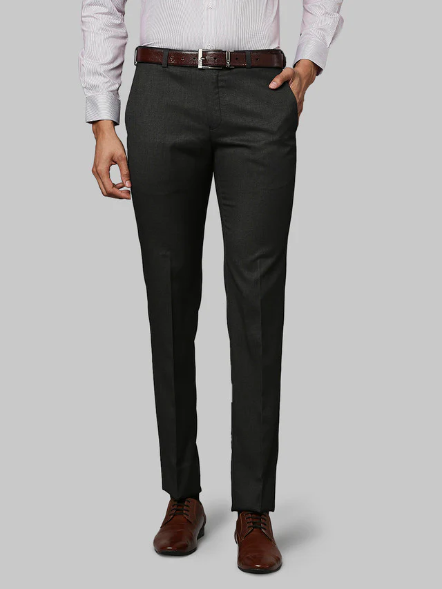 Raymond Men Grey Self Design Slim Fit Trouser