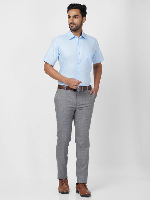 Raymond Men Grey Slim Fit Checks Trouser - Image 5