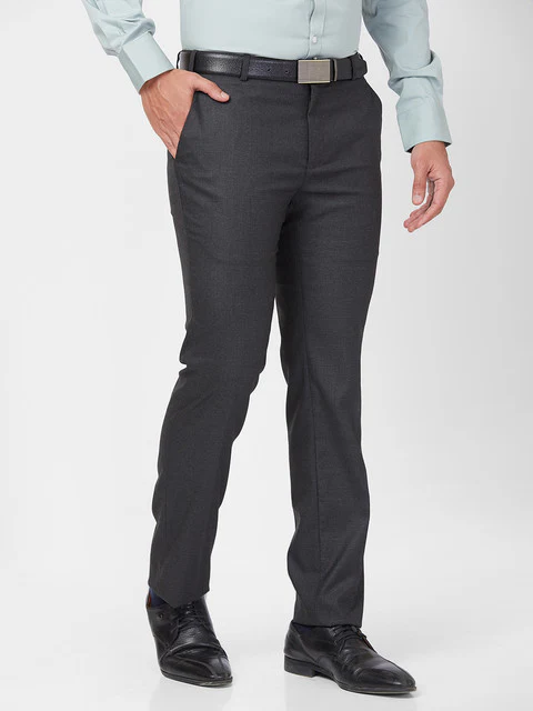 Raymond Men Grey Slim Fit Checks Trouser - Image 2