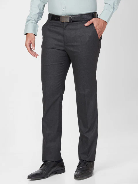 Raymond Men Grey Slim Fit Checks Trouser - Image 3