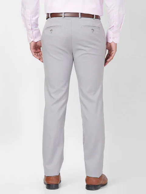 Raymond Men Grey Slim Fit Checks Trouser - Image 4