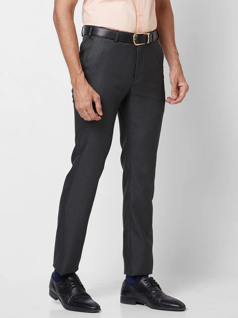 Raymond Men Grey Slim Fit Checks Trouser - Image 2