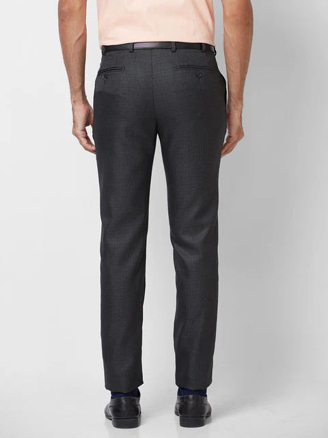 Raymond Men Grey Slim Fit Checks Trouser - Image 4