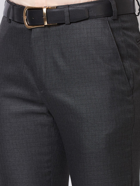 Raymond Men Grey Slim Fit Checks Trouser - Image 6