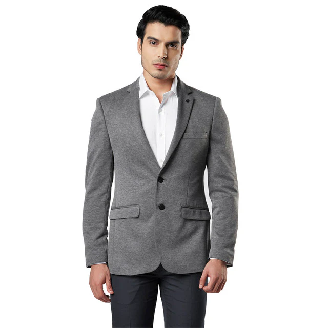 Raymond Men Grey Slim Fit Polyester Blend Blazer