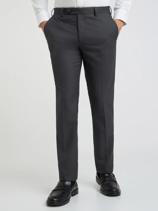 Raymond Men Grey Slim Fit Polyester Trousers