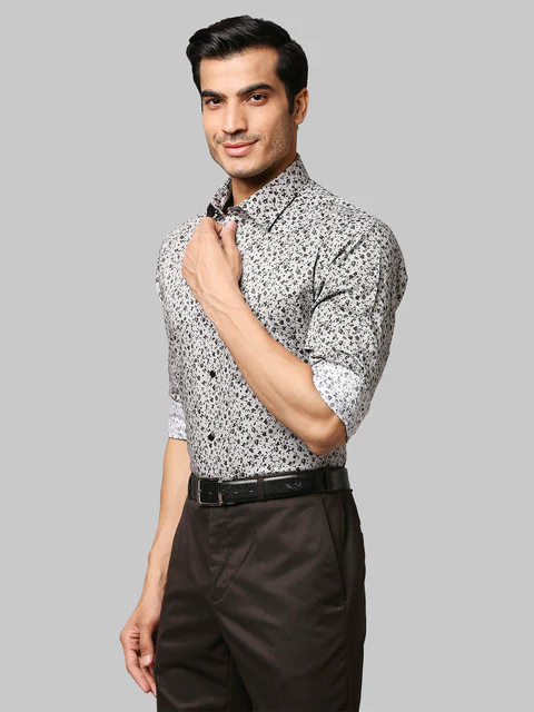 Raymond Men Grey Slim Fit Printed Shirt - Image 3
