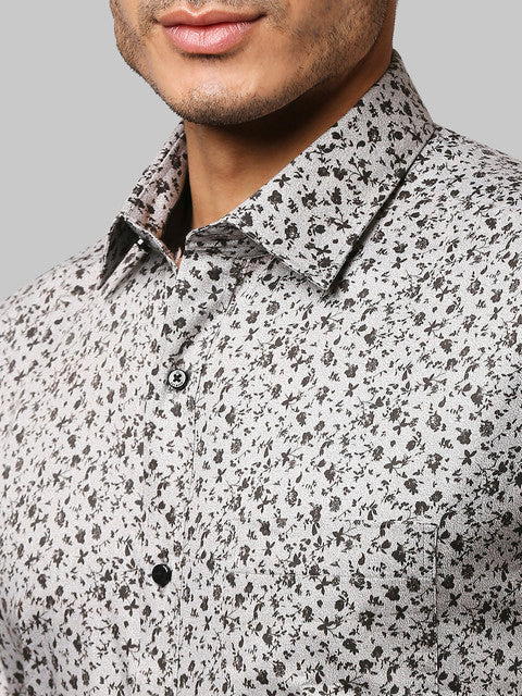 Raymond Men Grey Slim Fit Printed Shirt - Image 6
