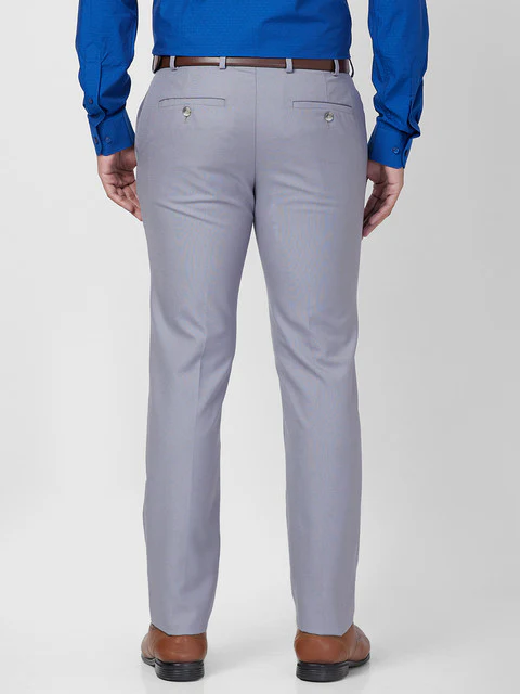 Raymond Men Grey Slim Fit Solid Trouser - Image 4