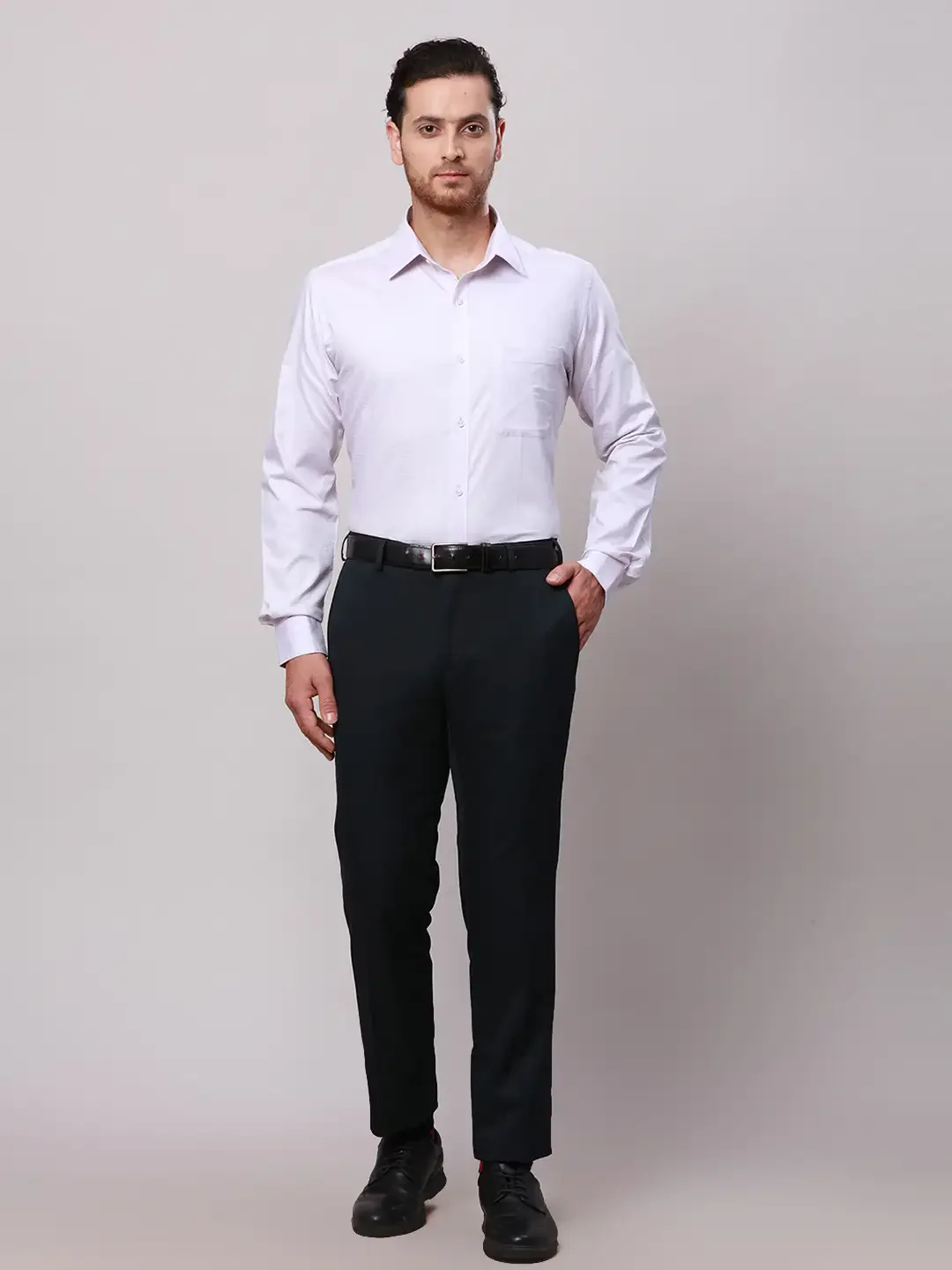 Raymond Men Grey Slim Fit Structure Cotton Shirts - Image 5