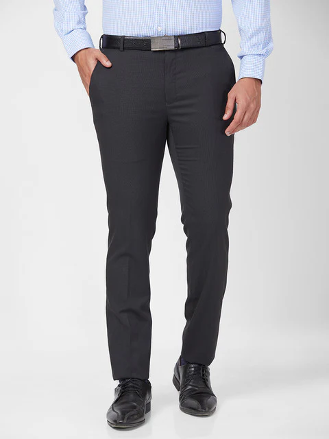 Raymond Men Grey Slim Fit Structured Trouser
