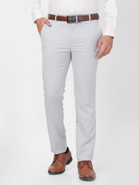 Raymond Men Grey Slim Fit Structured Trouser