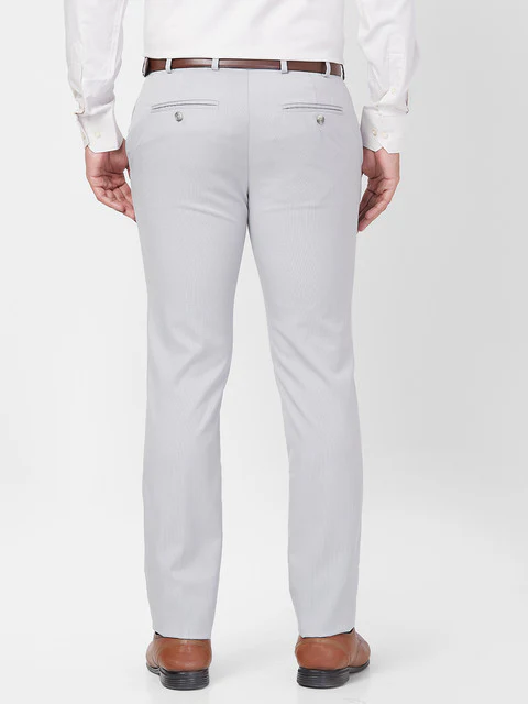 Raymond Men Grey Slim Fit Structured Trouser - Image 4