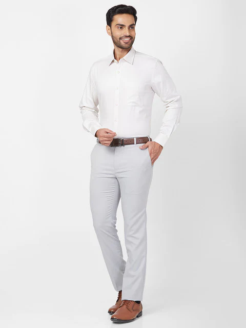 Raymond Men Grey Slim Fit Structured Trouser - Image 5