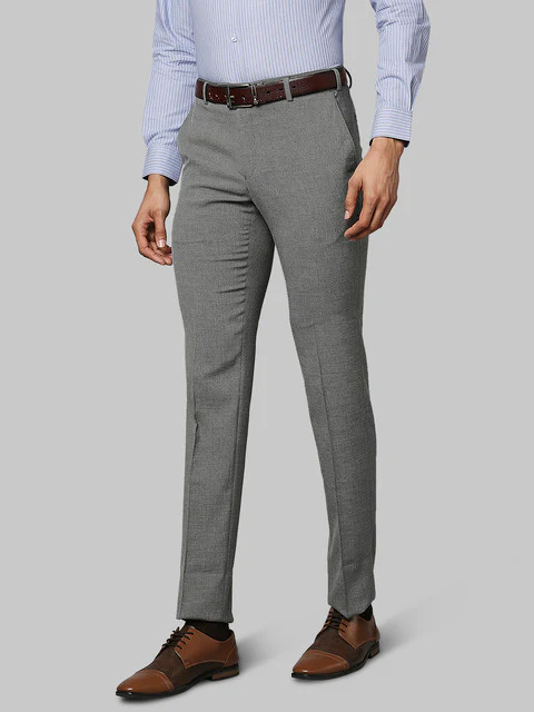 Raymond Men Grey Slim Fit Structured Trouser - Image 3