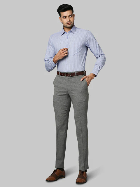Raymond Men Grey Slim Fit Structured Trouser - Image 6