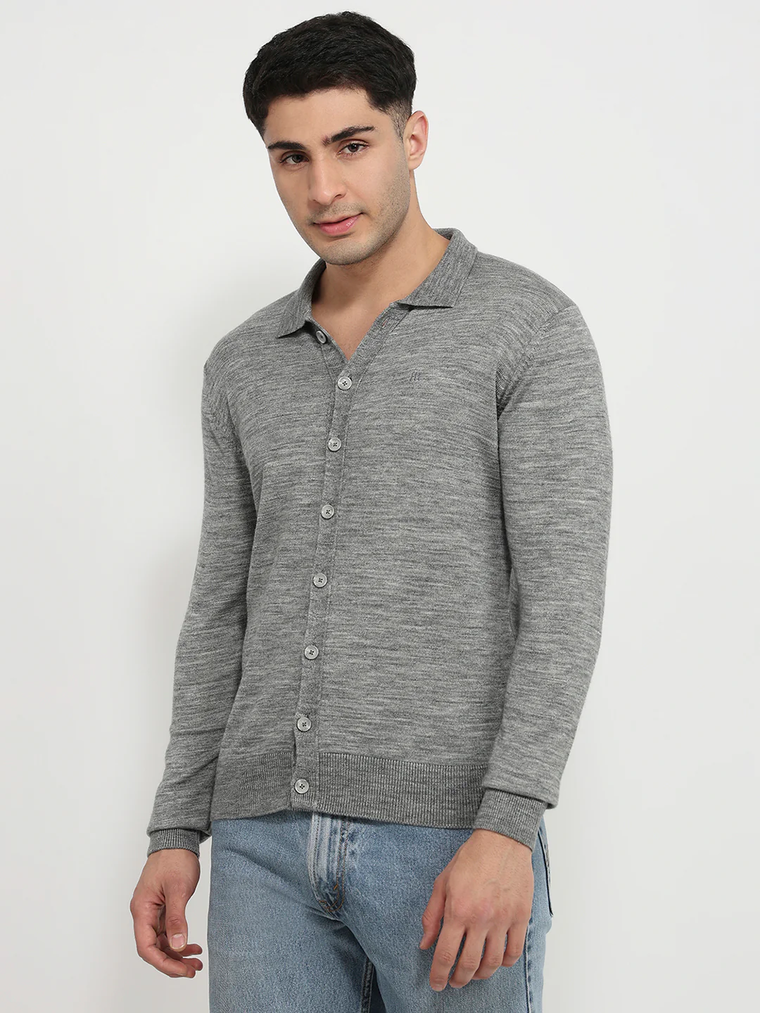 Raymond Men Grey Solid Acrylic Sweatshirt - Image 2