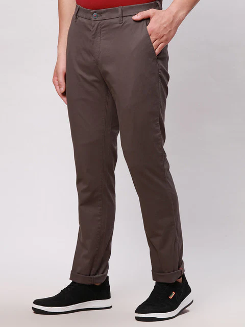 Raymond Men Grey Solid Contemporary Fit Cotton Blend Trouser - Image 3