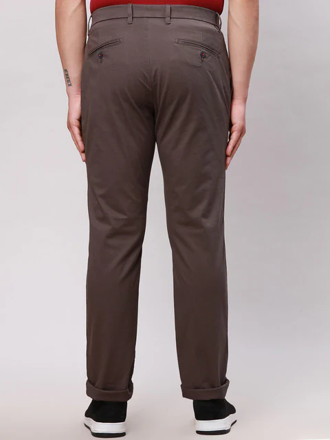 Raymond Men Grey Solid Contemporary Fit Cotton Blend Trouser - Image 4