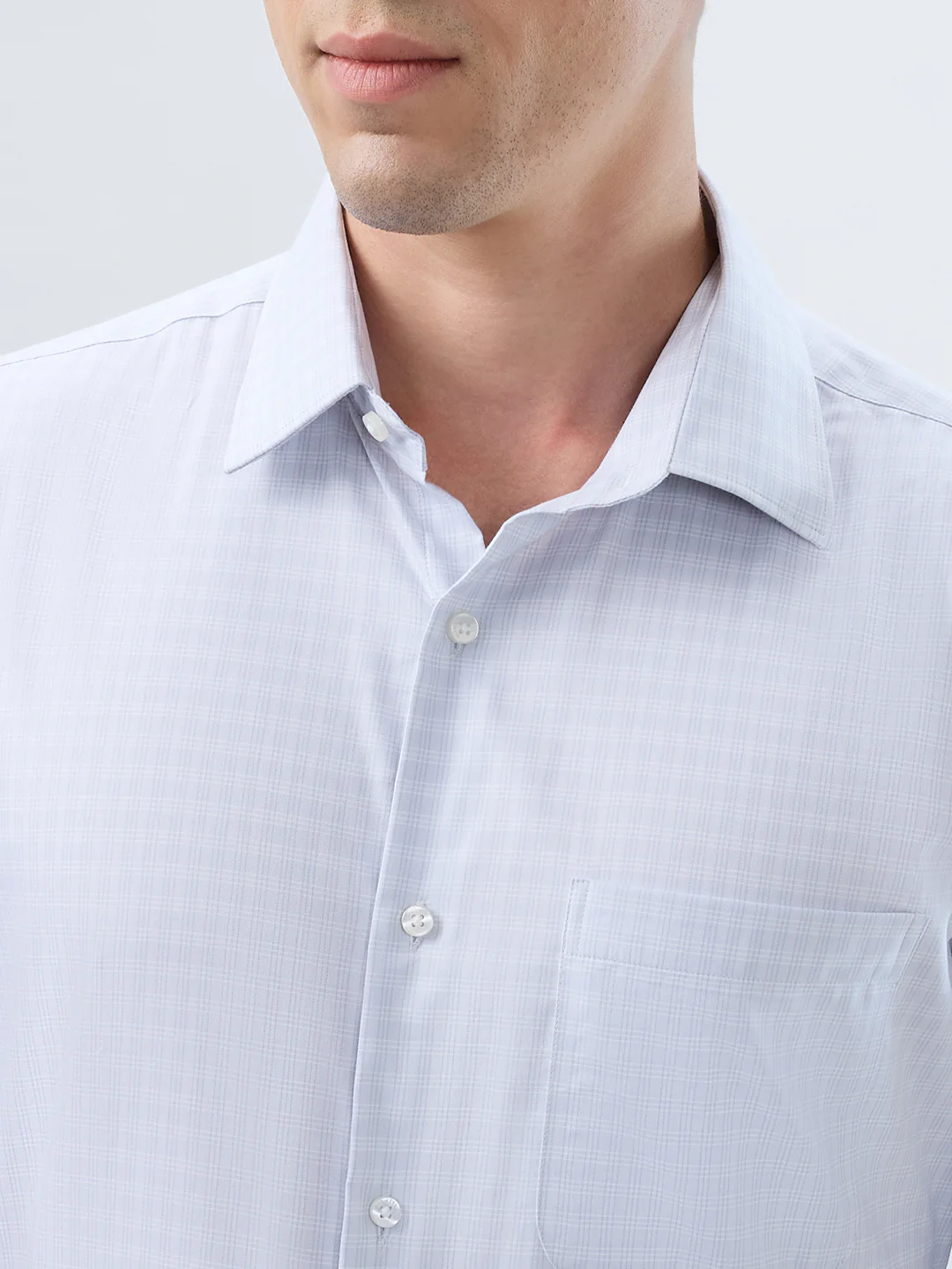 Raymond Men Grey Solid Contemporary Fit Cotton Formal Shirt - Image 6