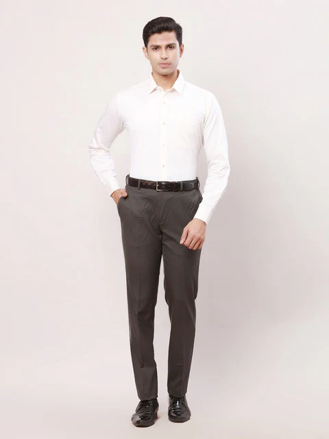 Raymond Men Grey Solid Contemporary Fit Polyester Blend Trouser - Image 5
