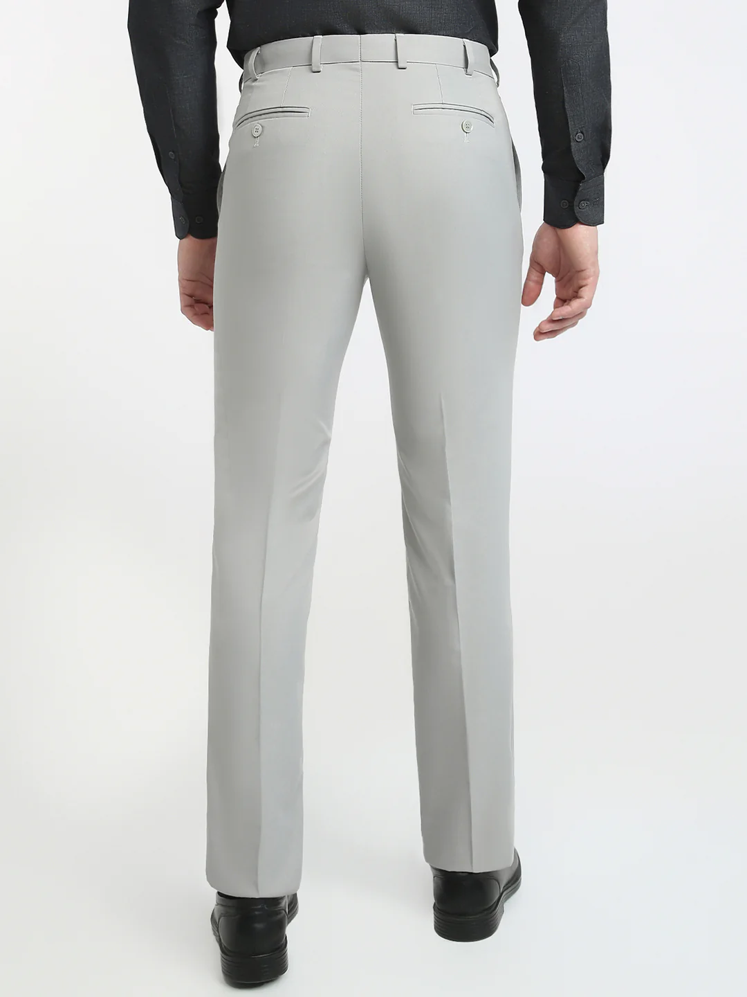 Raymond Men Grey Solid Contemporary Fit Polyester Blend Trouser - Image 4