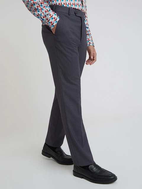 Raymond Men Grey Solid Contemporary Fit Terylene Blend Trouser - Image 2