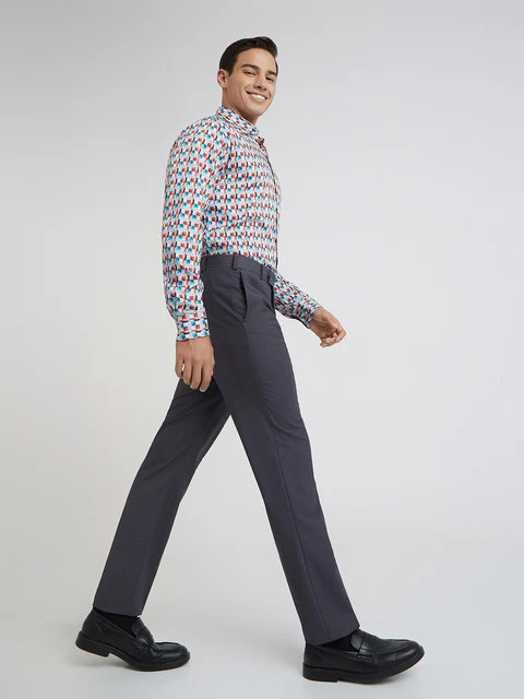Raymond Men Grey Solid Contemporary Fit Terylene Blend Trouser - Image 5