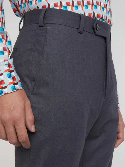 Raymond Men Grey Solid Contemporary Fit Terylene Blend Trouser - Image 6