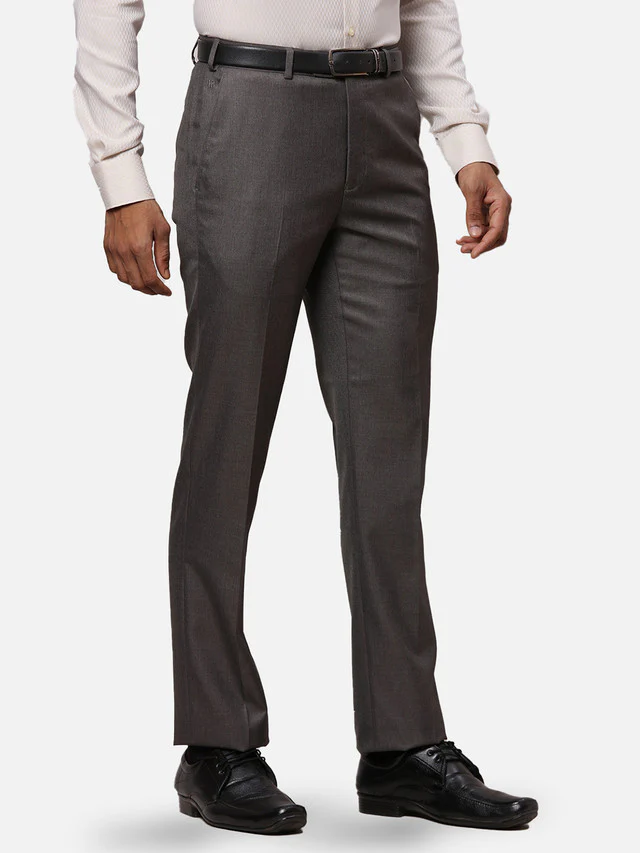 Raymond Men Grey Solid Contemporary Fit Trouser - Image 2