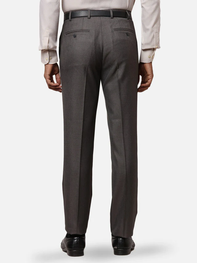 Raymond Men Grey Solid Contemporary Fit Trouser - Image 4