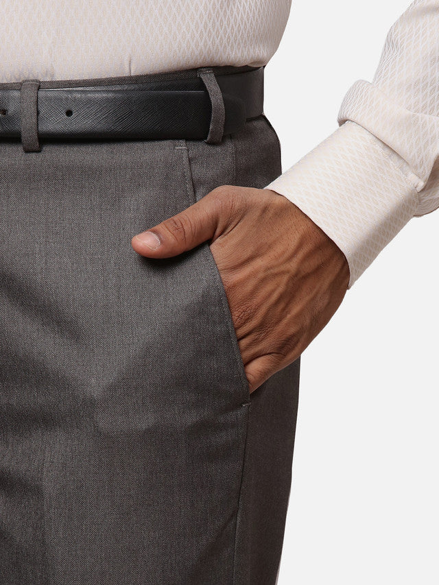 Raymond Men Grey Solid Contemporary Fit Trouser - Image 6