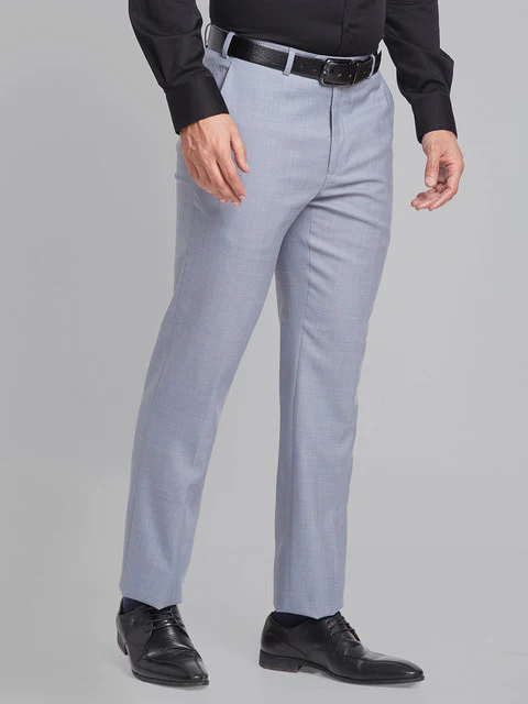 Raymond Men Grey Solid Contemporary Fit Wool Blend Trouser - Image 2