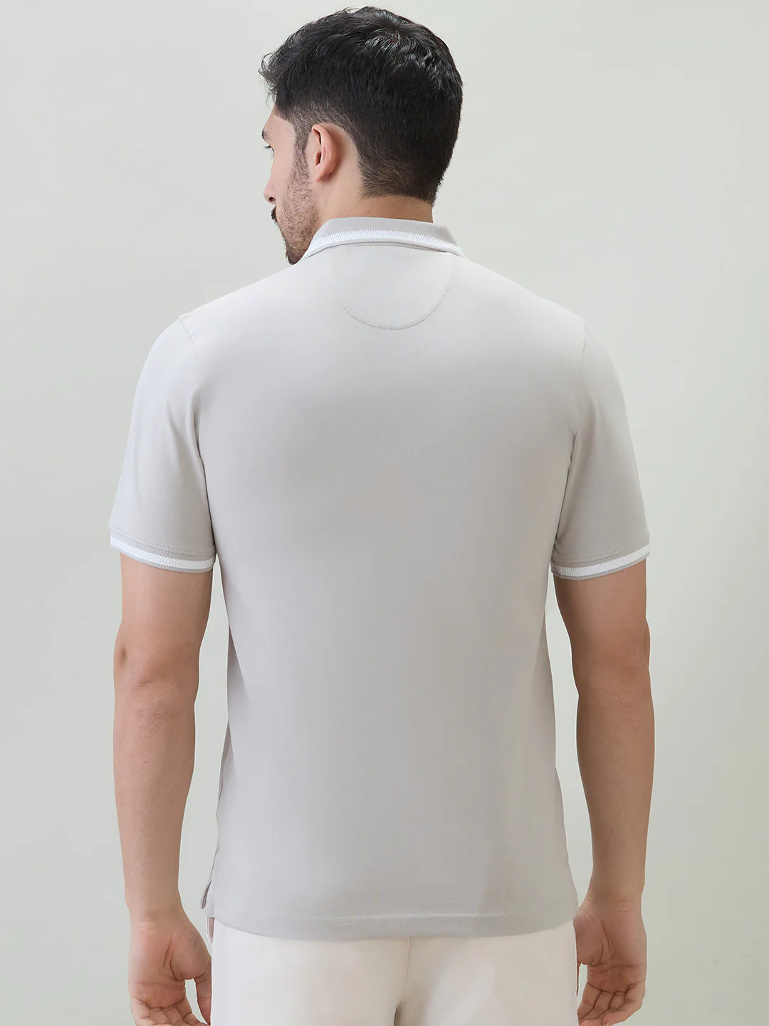Raymond Men Grey Solid Regular Fit Cotton Blend T-shirt - Image 4