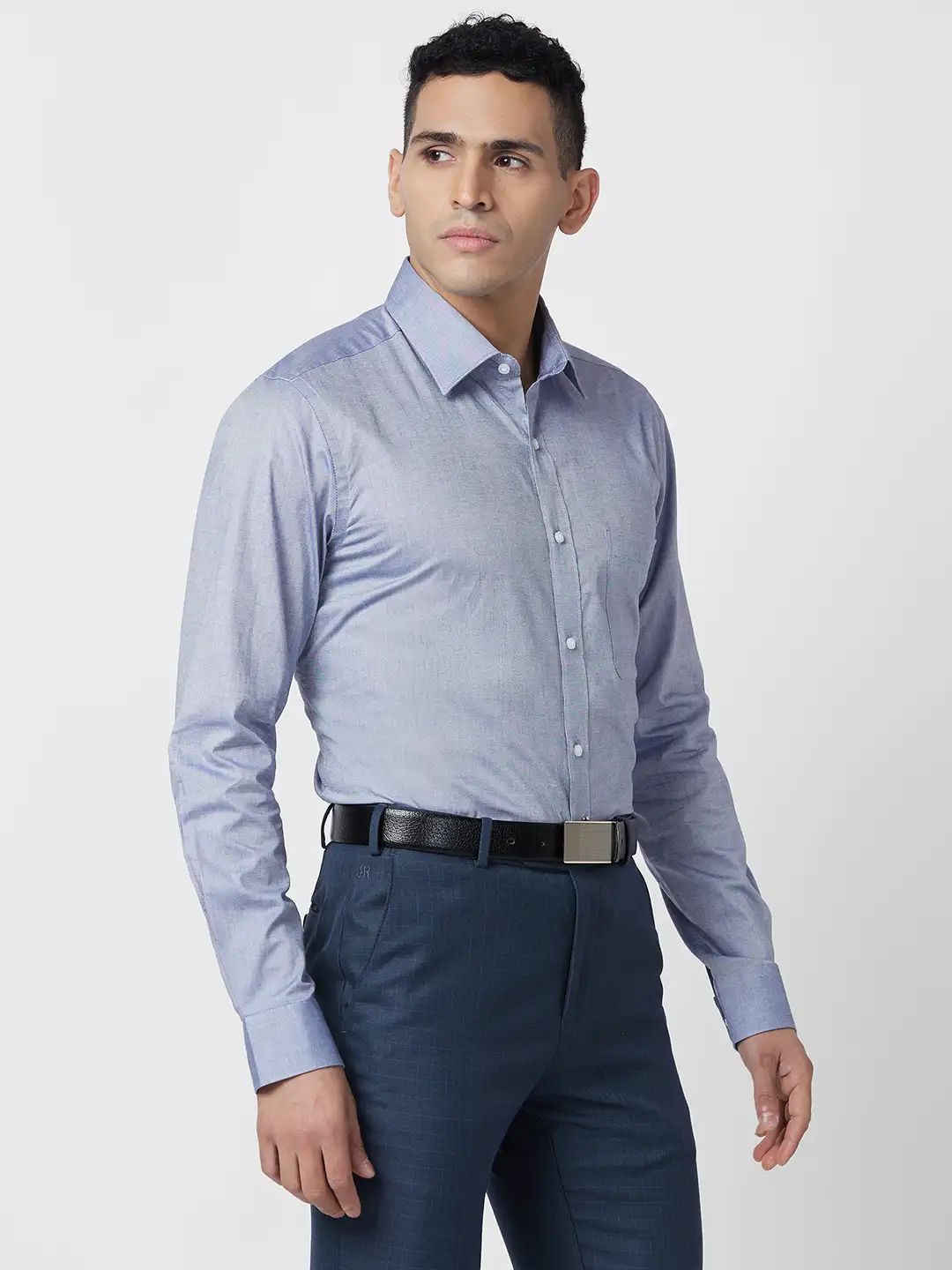 Raymond Men Grey Solid Regular Fit Cotton Shirt - Image 2