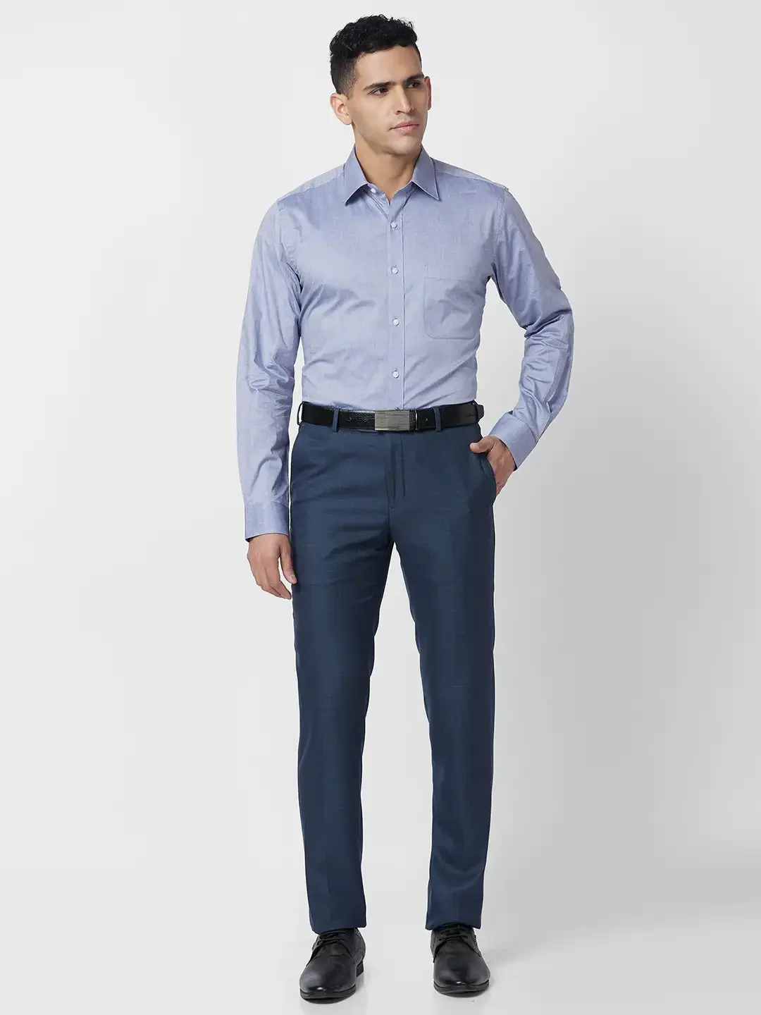 Raymond Men Grey Solid Regular Fit Cotton Shirt - Image 5